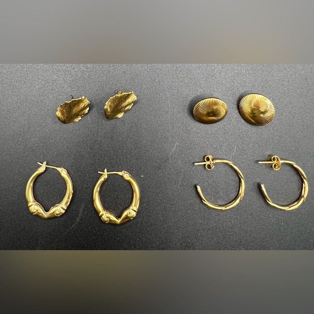 Elegant Gold-Tone Earrings Four Pair